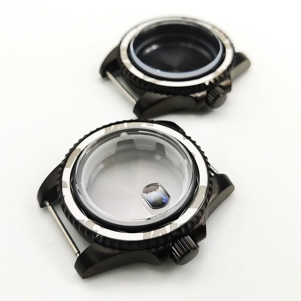 NH35 Watch Case 40MM Black Watch Case for NH35/36/8215/8200/2813 Movement for Submariner GMT Watch Sapphire Crystal Case