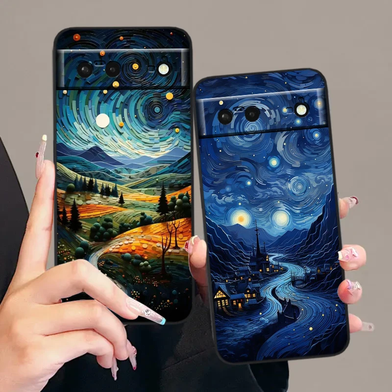 Moda nocna fajny las dla Google Pixel 8 7A 7 6A 6 5A 5 4 4A XL 5G czarna silikonowa odporna na wstrząsy obudowa tylna obudowa telefonu