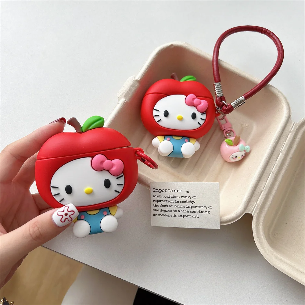 

Hello Kitty Silicone Earphone Case For AirPods Pro 2 3 4 Wireless Bluetooth Headphone Protective Cover For AirPods 4th Pro3 ﻿