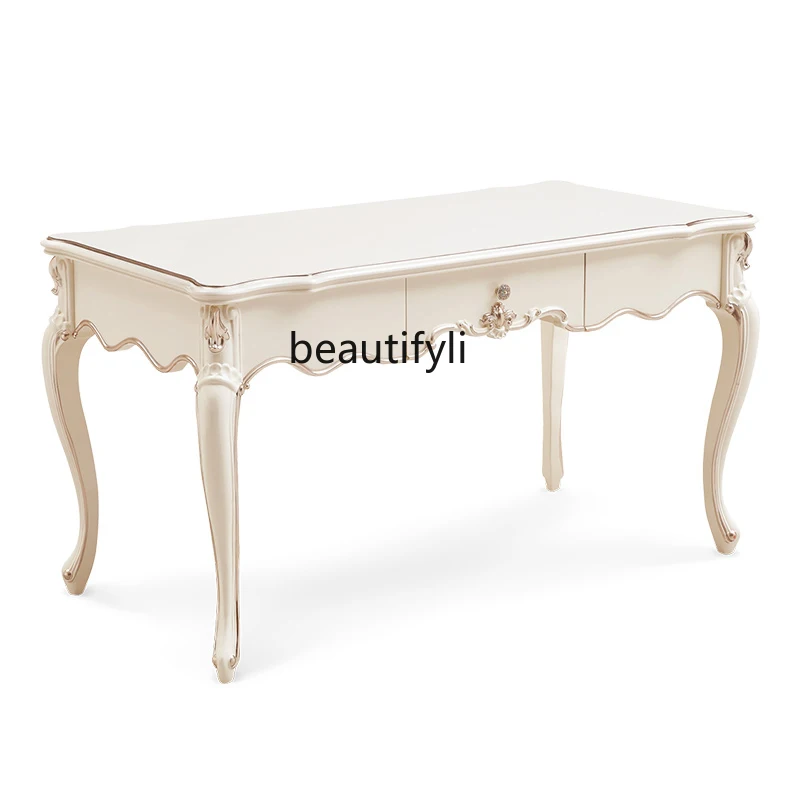

Postmodern French light luxury desk, solid wood simple desk Italian style, computer desk European desk chair