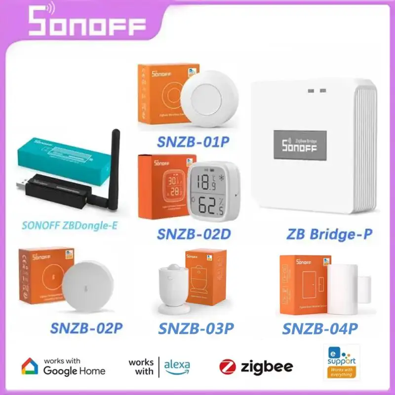 SONOFF Zigbee3.0 Bridge Pro/T&H Sensor/Door Sensor/Switch/Motion Sensor/ZBMINI-L2/SNZB-02D/01P/02P/03P Control Via Ewelink Alexa