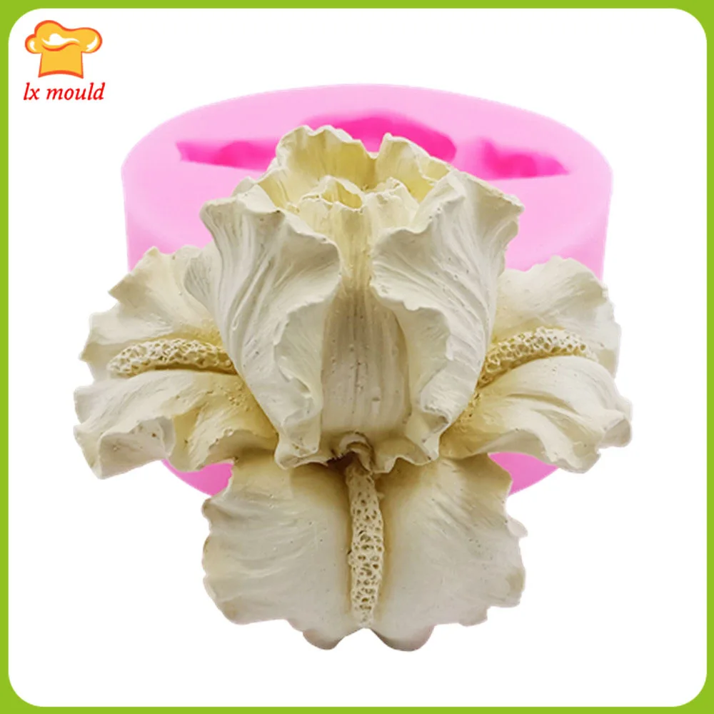 3D Iris Flower Silicone Candle Mould Chocolate Icing Baking Fondant Cake Decorating Mold Soap