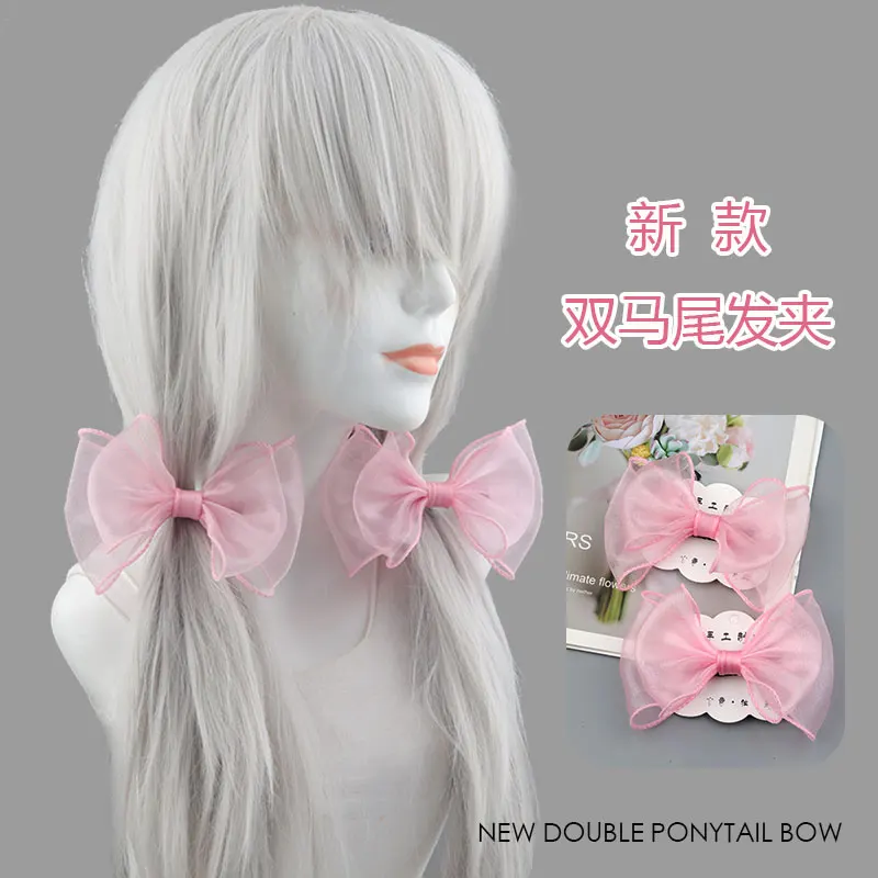 

2PCS/set Solid Color Bow Hair Clips Ponytail Clip Sweet Girl Headwear Adult And Children'S Hair Accessories Hairpins Barrettes