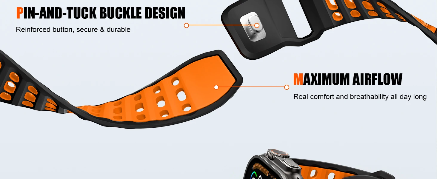 Armbänder für Apple Watch Ultra 4 3 Band 49mm 46mm 45mm 44mm 42mm, Sportarmband aus Silikon, Farbe: Ozean, Correa iWatch Serie 12 11 10 SE 9 8 – Detail 3