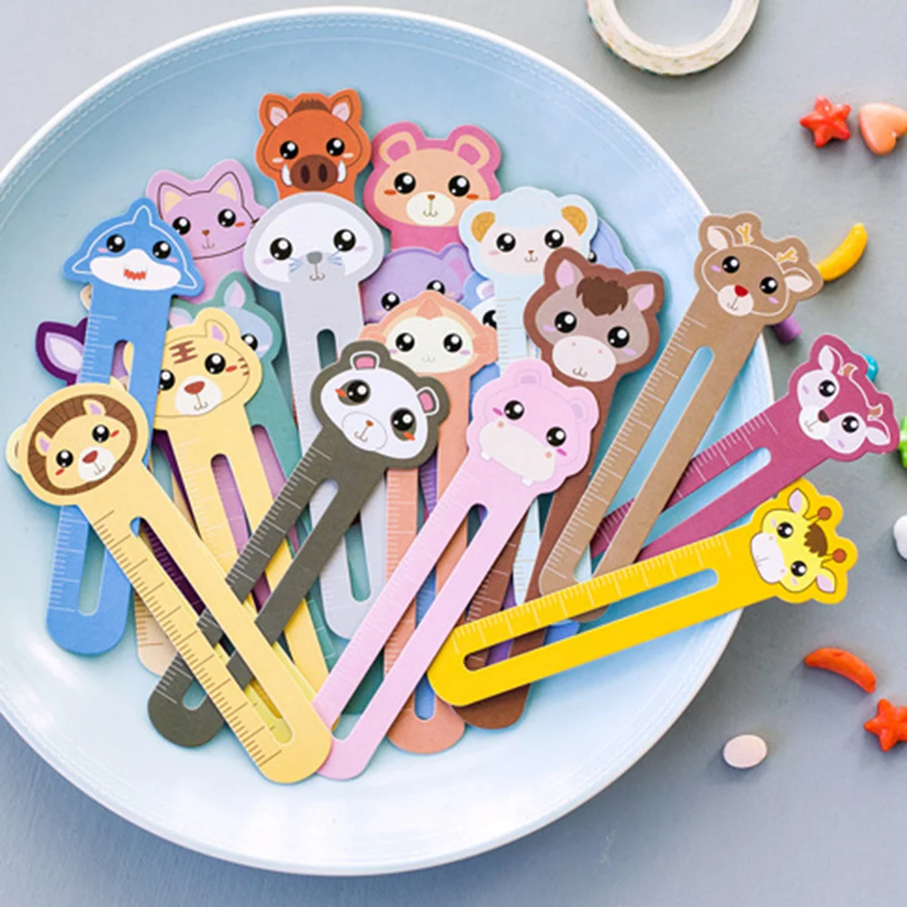 Cute Animal Paper Bookmark Straight Ruler School Stationery Materials 1 Set 30 pieces