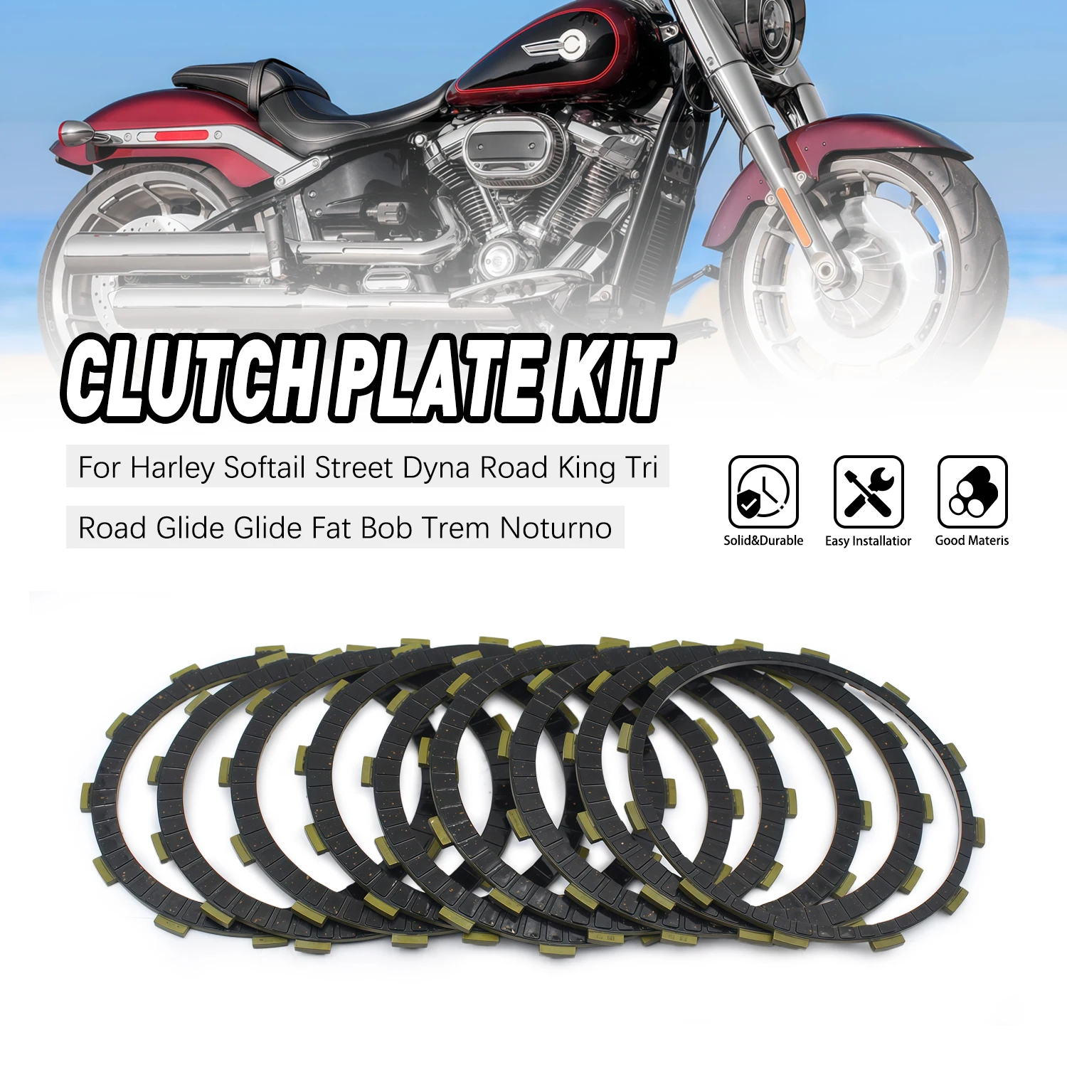 Drive Clutch Plate Kit For Harley Dyna Wide Glide Switchback Super Glide Street Bob Low Rider Convertible FXDS-Conv Motorcycle