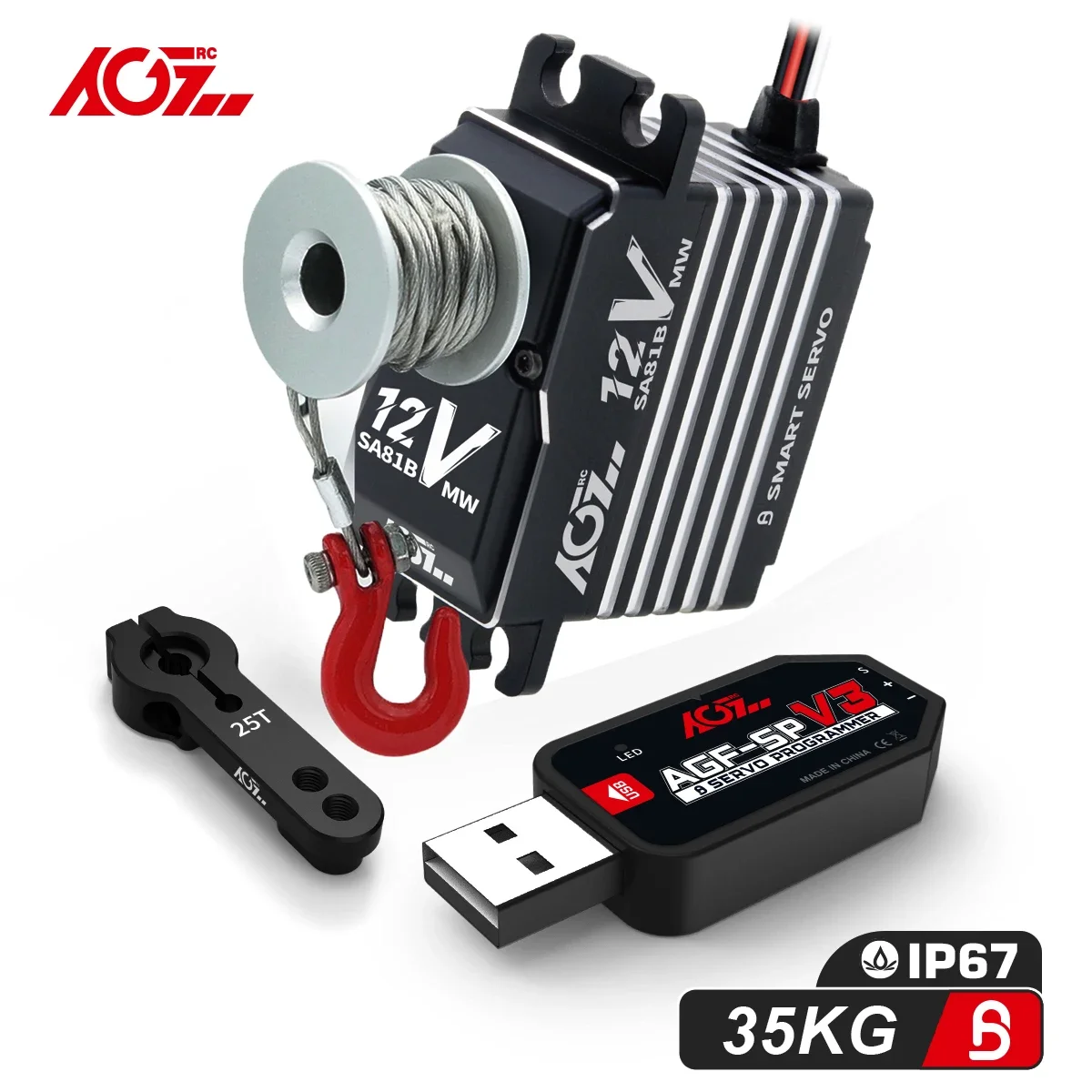 DrMasAGFRC Smart Servo SA81BVMW 48KG Steel Gears Waterproof Programmable 360 Degree Brushless Servo For 1/8 1/10 RC Cars Crawler