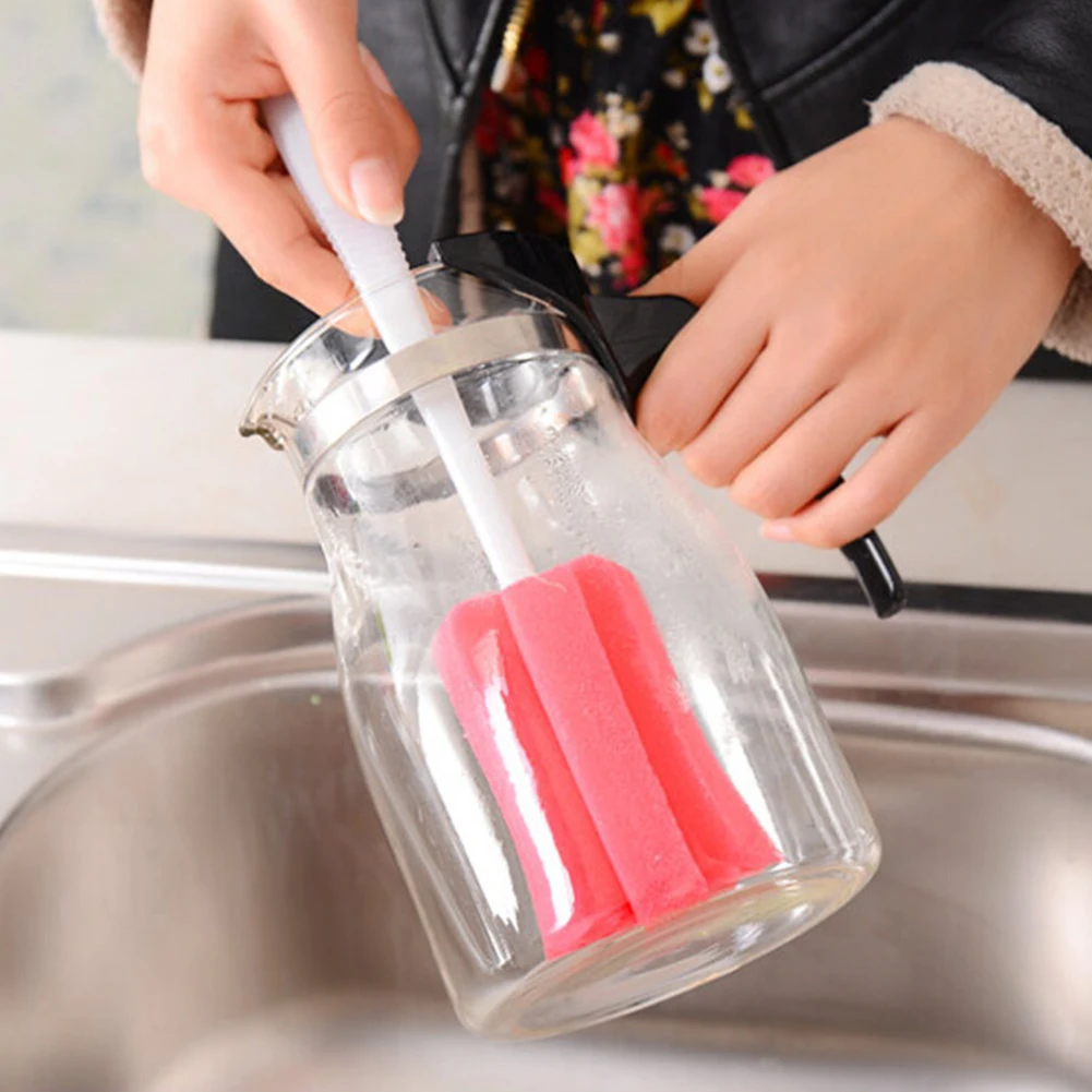 3pcs Sponge Cleaning Brush Home Kitchen Cleaning Accessories Long Handle Brush Bottle Cup Glass Washing Clean Tool Cleaner Brush