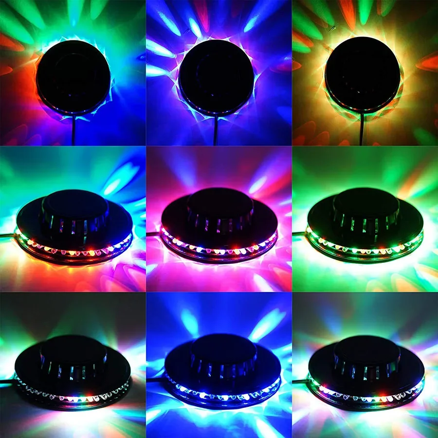 Luces Par de escenario para fiesta, lámpara de bola LED giratoria activada, lámpara estroboscópica de sonido de discoteca, 48 LED, 8W, RGB