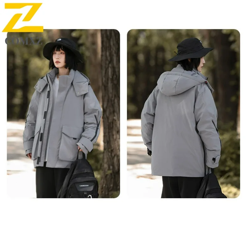 COMXZ Neutral New 3-in-1 Down Jacket Thickened White Duck Down Warm Windbreaker Casual Camping Cold Protection Winter Coat
