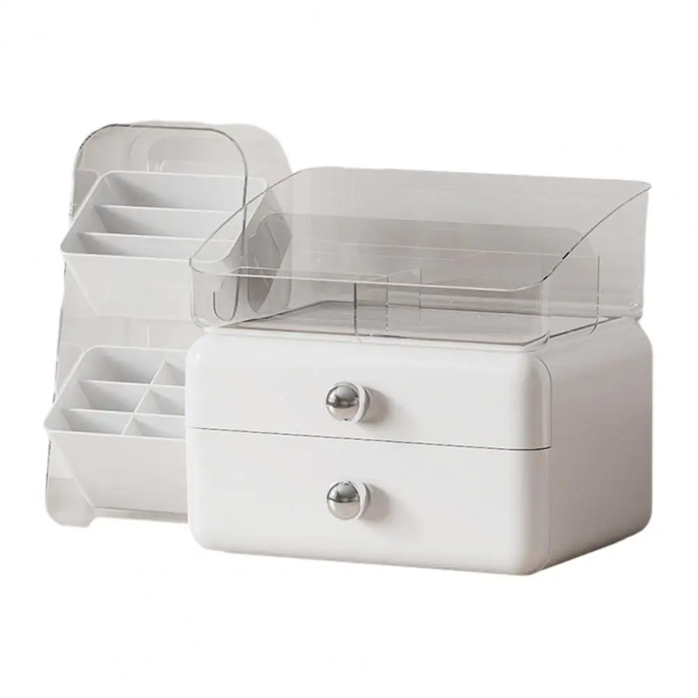 

Large Capacity Desktop Cosmetics Storage Box with Drawers Removable Multi-Compartment Makeup Organizer for Dresser