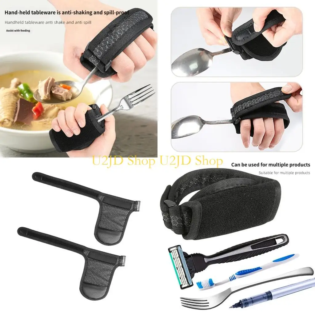 U2JD Comfortable Dining Assist Grip Wrist Strap For Hand Tremors Weakness Prevention