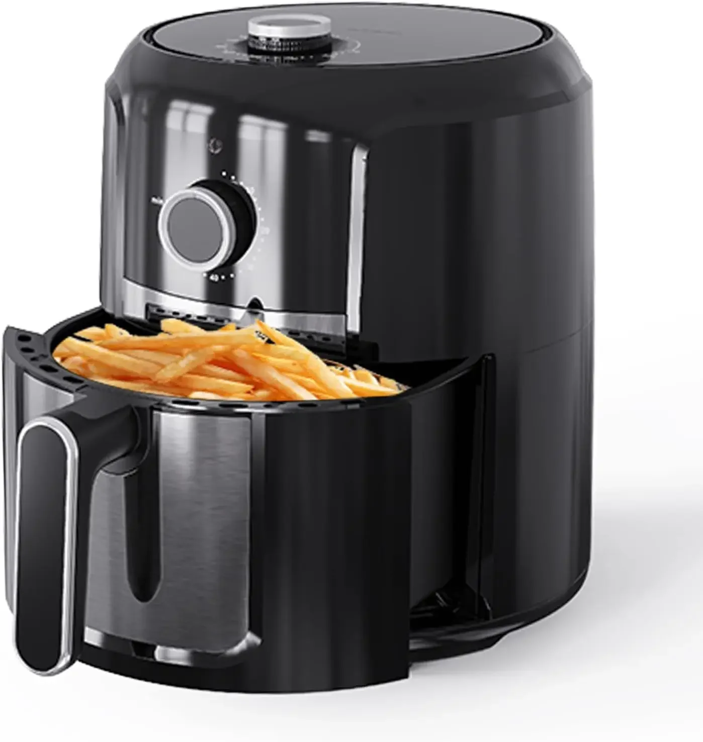 

Black 4.0QT Oilless Air Fryer with Precise Temperature and Time Control, 75 Delicious Recipes, Auto Shut Off Function, 1-Year Wa