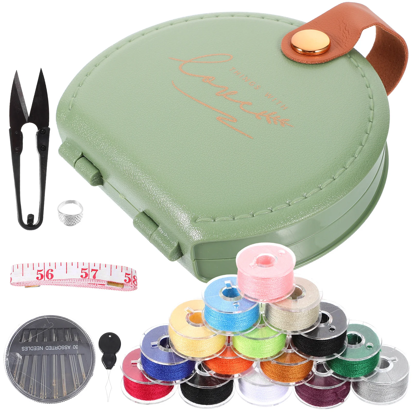 

1 set Needle Case With Pin Cushion Small Portable Sewing Kit Travel Storage Box For Threads Pins Buttons Beads Beginner Sewing