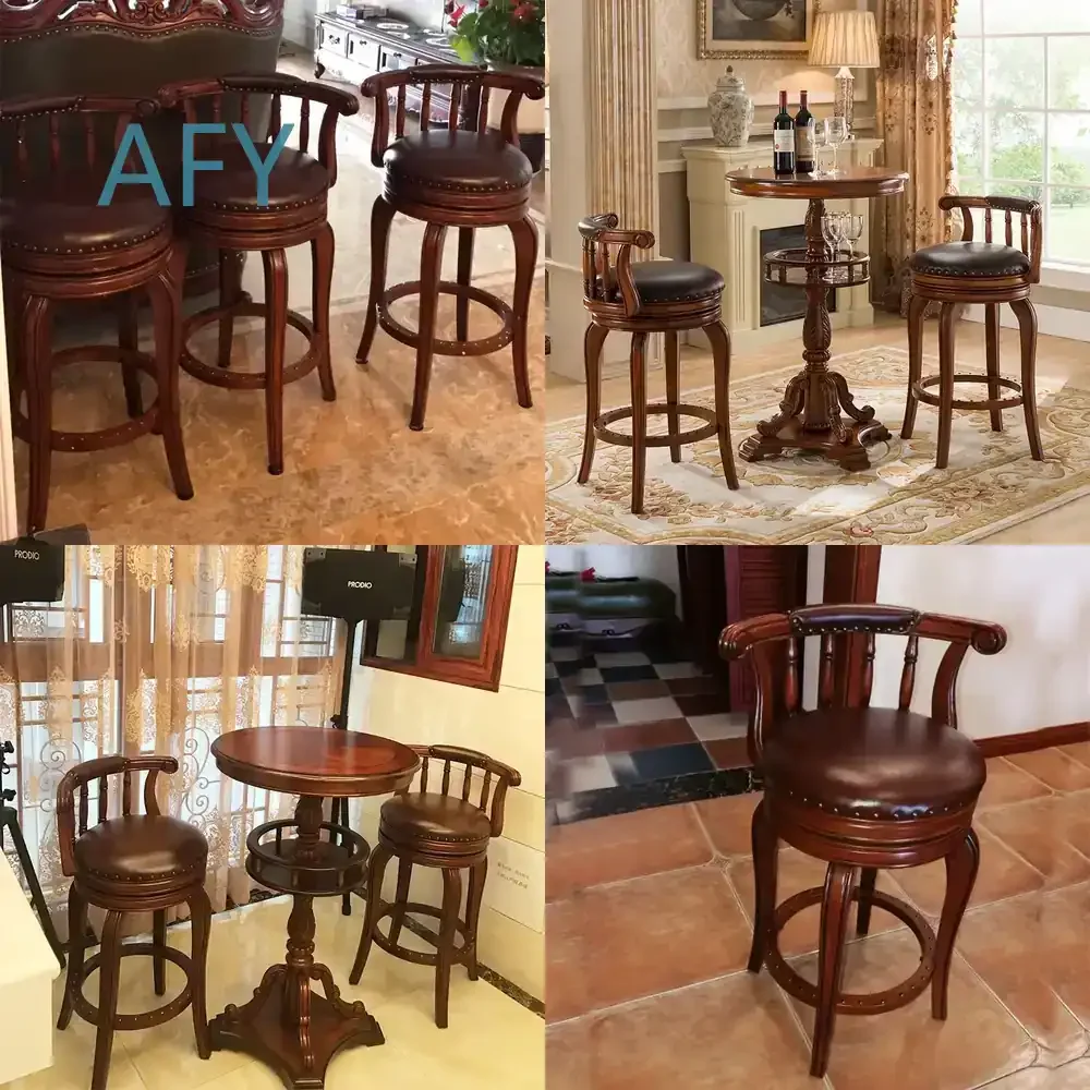 Antique Swivel Bar Chair Stool for Home Bar Kitchen Dining Room Office Use Solid Wood High End Design Wholesale Low Price Hot