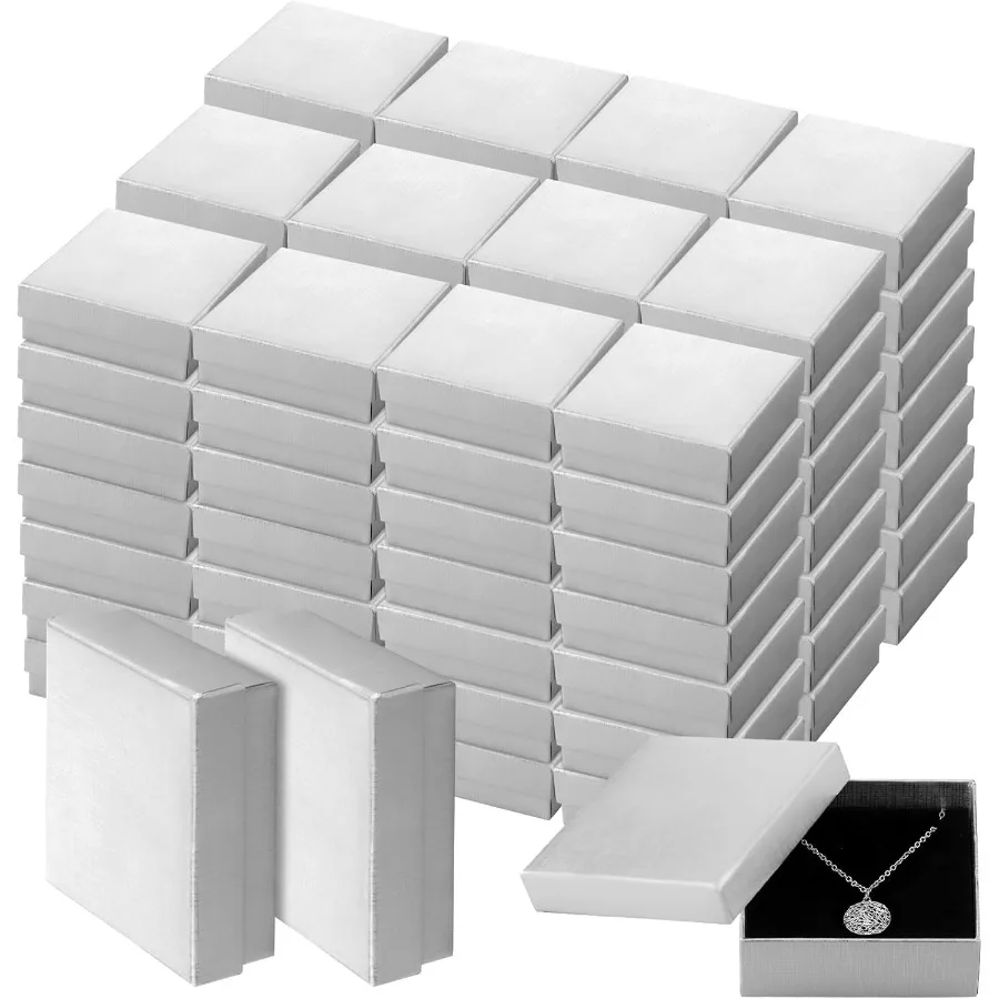 

100 шт. рождественские подарочные коробки для ювелирных изделий, оптовые крафт-картонные коробки для ювелирных изделий для ожерелья, серег, браслета, посылка для хранения