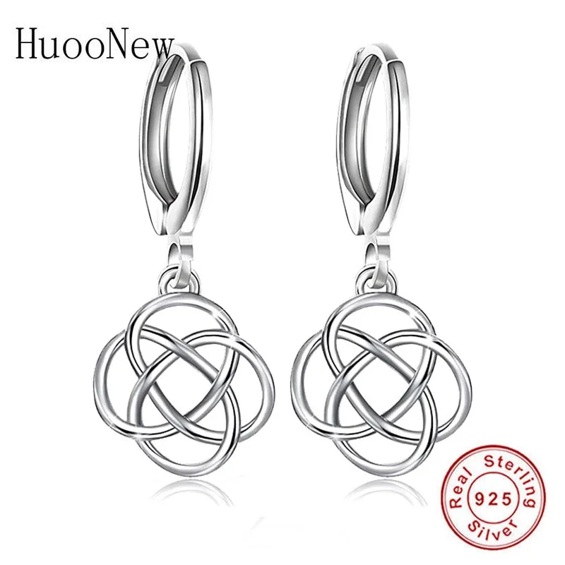 925 Sterling Silver Infinity Love Forever Circle Interlinked Bead Hoop Earring Piercing Pendientes Boucles Doreilles For Women