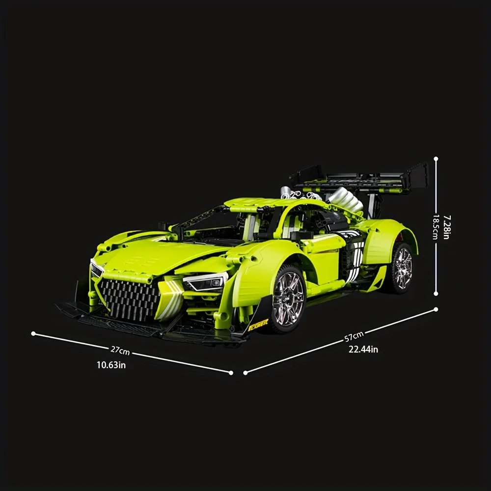 1:10 green R8 creative static model, challenging assembly model, educational toy, decorative item, birthday gift