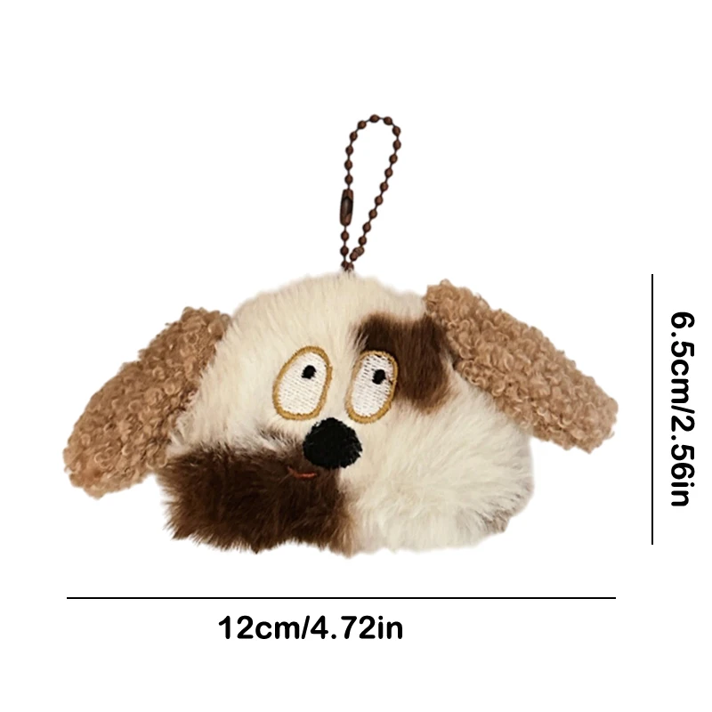 Cute Plush Brindle Puppy Doll Keychain Kawaii Stuffed Animal Keyring Lovely Bag Pendant Decoration Key Accessories For Girl Gift