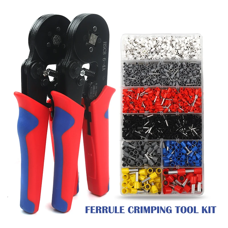 

1800/1930/2120 PCS Tubular Terminal Crimping Pliers HSC8 6-4A Crimper Ferrule Crimper Tools Household Electrical Kit 0.25-10mm²