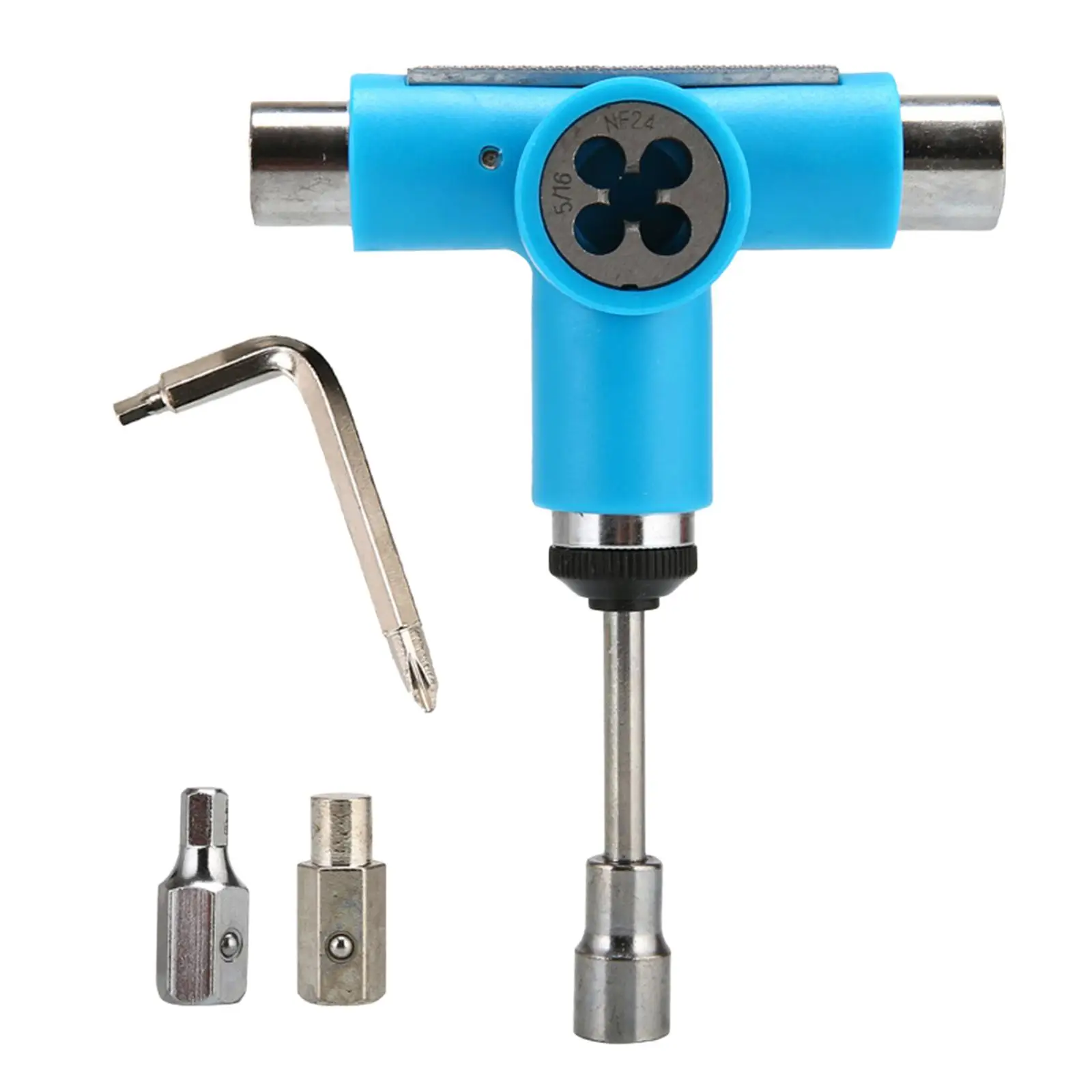 Adjustable T-tool Skate Wrench Stainless Steel for Skateboard Hardware Trucks Wheel Bearing Maintenance Outdoor Setup