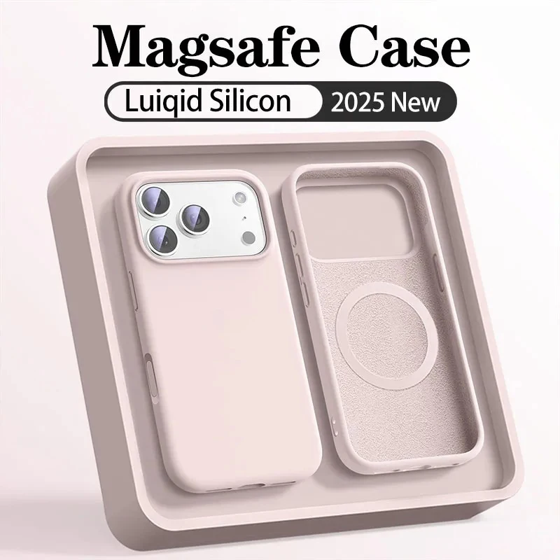 حافظة هاتف مغناطيسية أصلية من السيليكون السائل لهاتف آيفون 17 Air 16 15 14 Plus 13 12 Pro Max 17 Pro غطاء ناعم من Magsafe