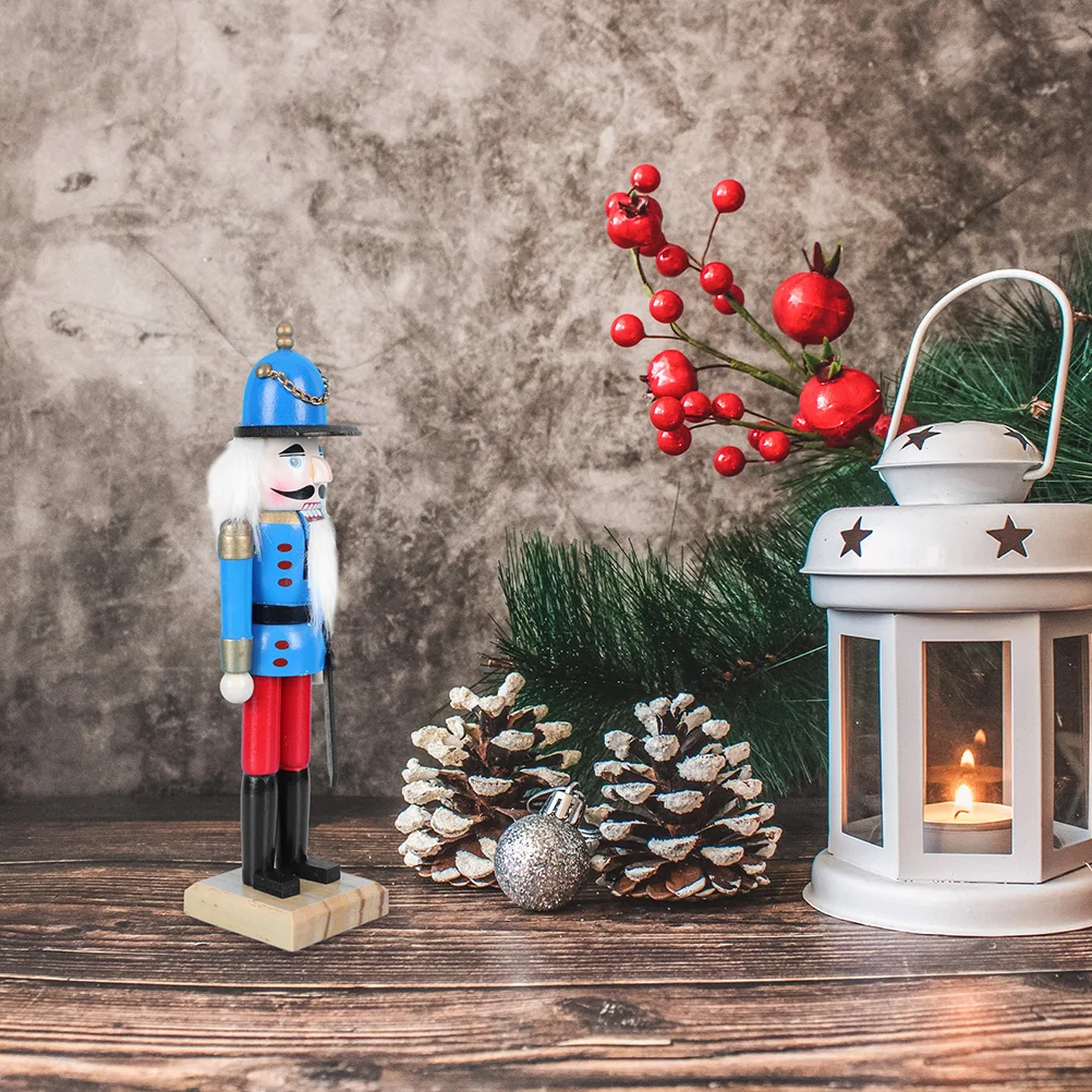 

Nutcracker Soldier Decor Christmas Wooden Figure with Moving Mouth for Office Bedroom Car Table Top Holiday Decoration