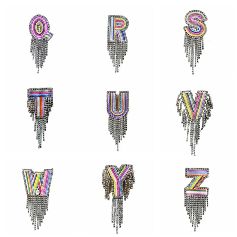 Bros Bordir Huruf Bordir Bros Rumbai Berlian Imitasi Rantai Rumbai Kreatif Pin Pakaian Huruf Fashion Warna-warni