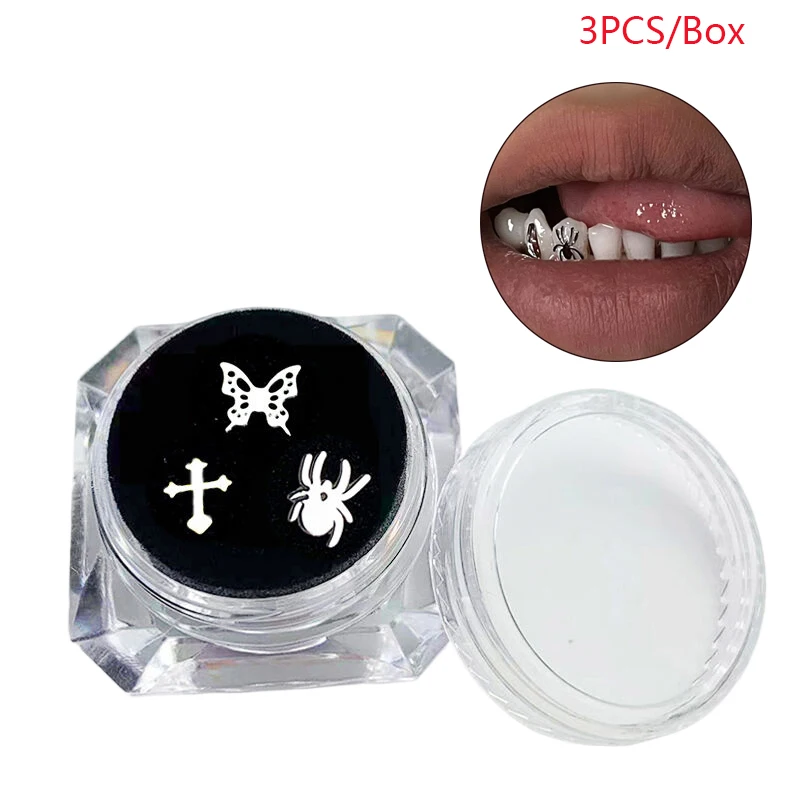 3PCS Fashion Teeth Gems Beauty Diamond Dental Crystal Teeth Jewelry Teeth Gems Tooth Jewelry Ornaments With Box Gem Decoration