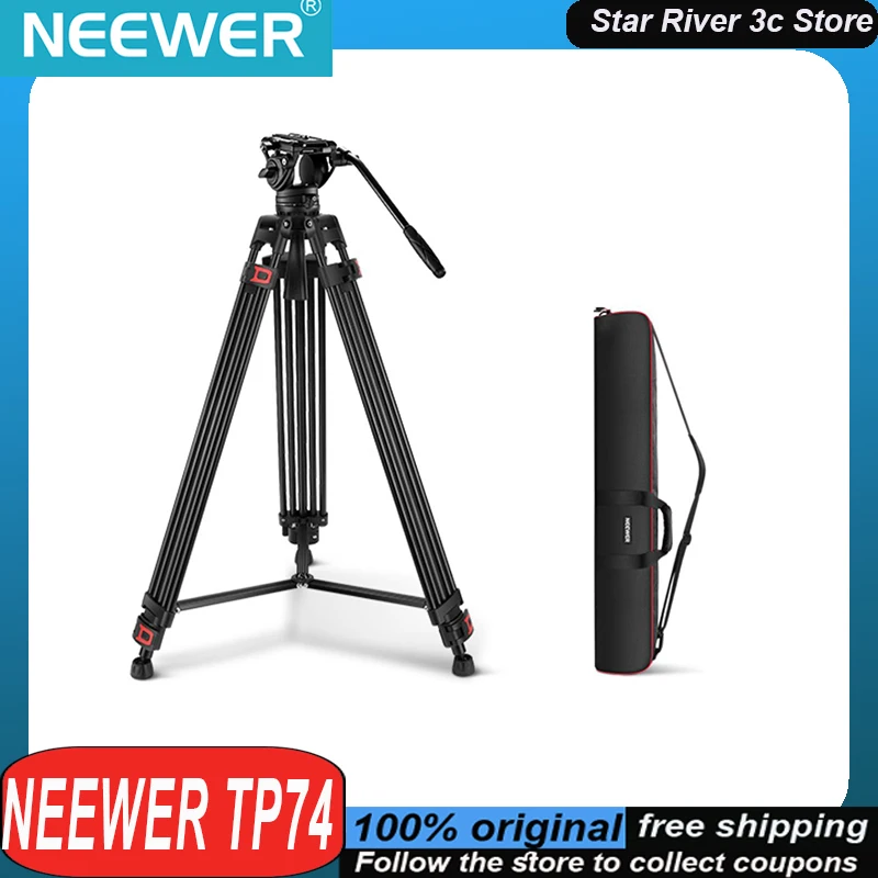 

NEEWER TP74 Heavy Duty Tripod Hydraulic Gimbal 360 °Mirror Movement Aluminum Alloy Stabilizer Bracket Custom Professional Tripod