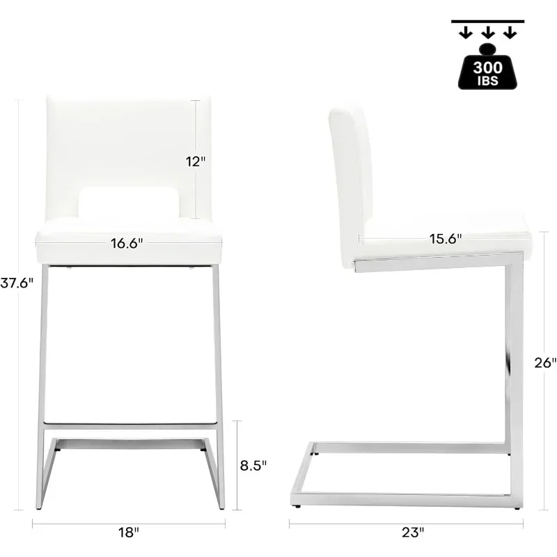 Counter Height Bar Stools Set of 3, Modern Counter Stools PU Leather Barstoo, 26