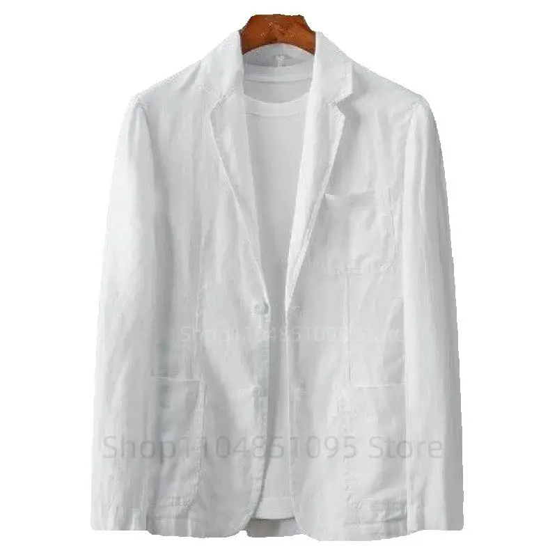 Immagine 7: (Solo cappotto) Abito da uomo in lino bianco Blazer Prom Smoking dello sposo Estate monopetto Due bottoni Top Giacca da lavoro/matrimonio
