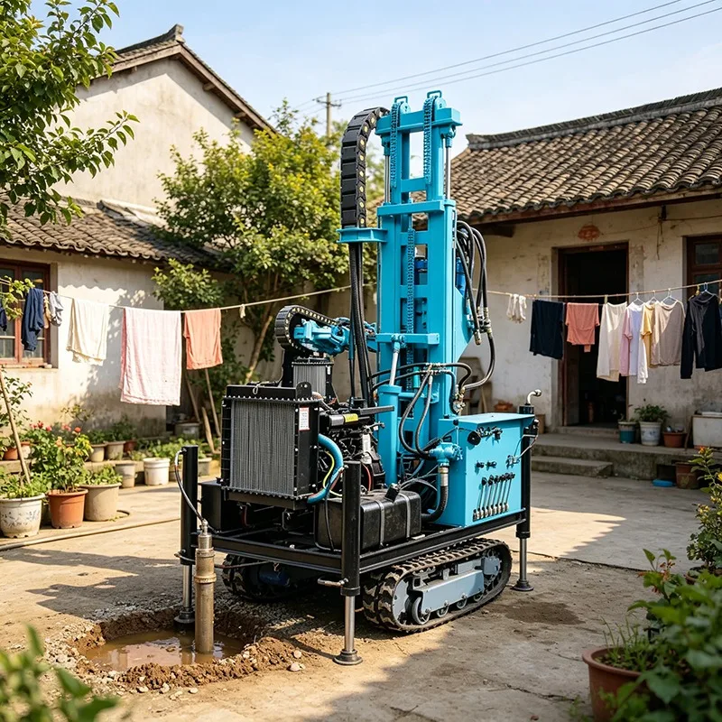 Crawler Type Pneumatic Water Well Drilling Rig 300m Durable Rock Boring Machine For Industrial Process Water Reclamation