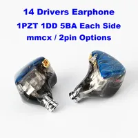 14 Drivers IEM Earphones HiFi Headphones in-ear Monitors Earbuds 1PZT 1DD 5BA IEMs 2pin Mmcx Detachable Cable 3.5mm Headsets