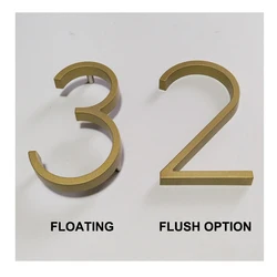5 in Golden Floating Modern House Number Gold Door Home Address Numbers for House Digital Outdoor Sign Plates 5 In. #0-9