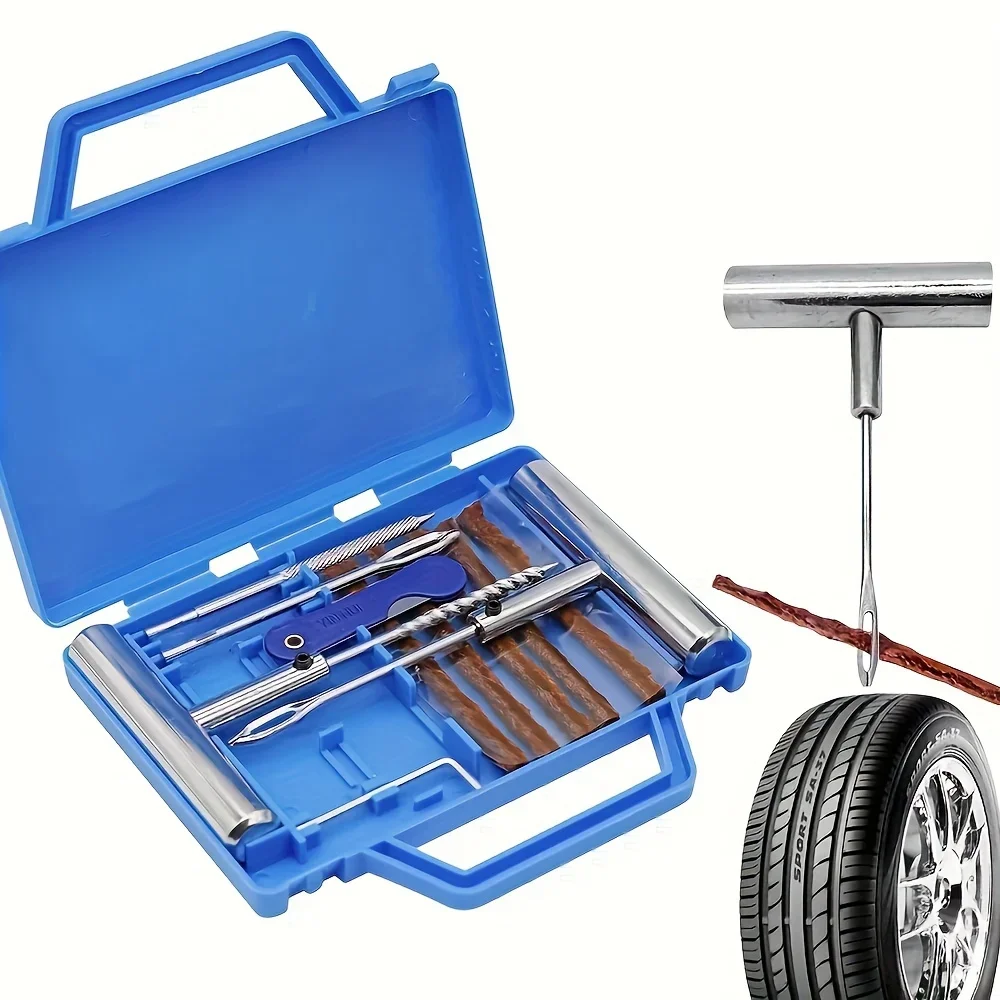 Heavy Duty Tire Plug Kit All-in-One Universal Repair Kit Fix Repair For Tubeless Tyre Flats For Cars Motorcycle Tractor Trailer