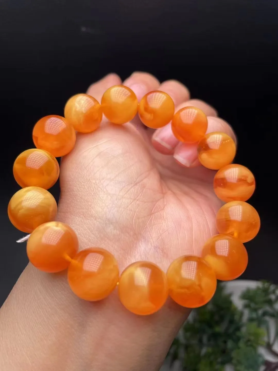 New arrival natural yellow beeswax amber bracelet round beads Carving Buddhist beads jewelry Sweater chain Multi loop bracelet