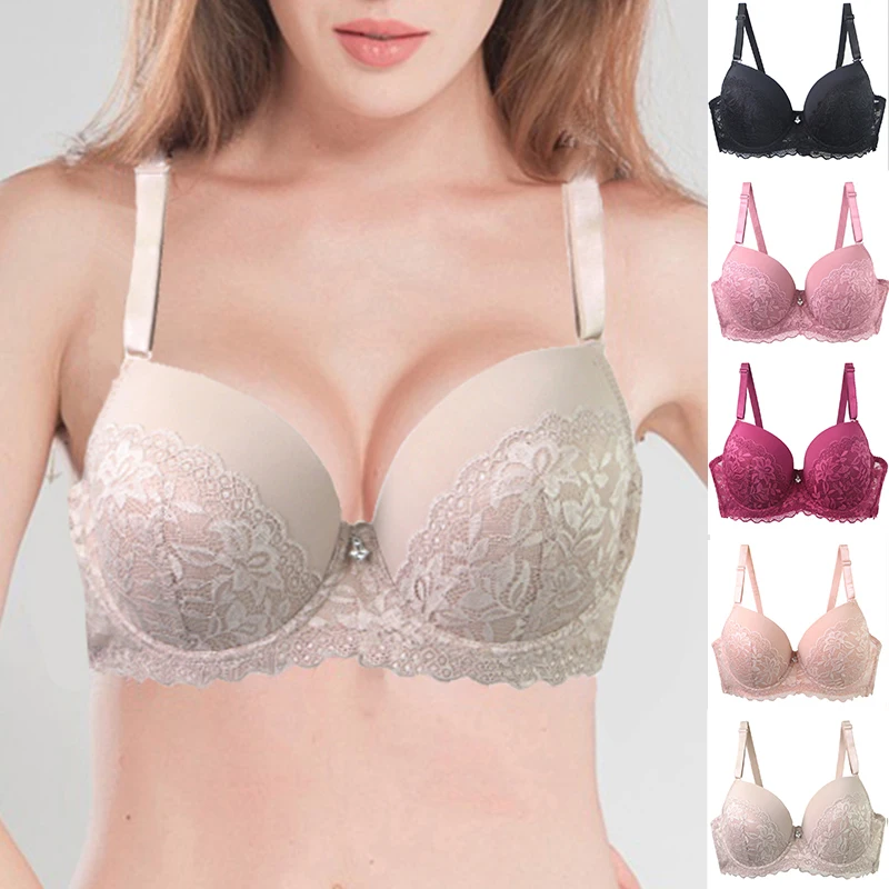 DaiNaFang Push-up podprsenky pro ženy, prodyšné, s krajkovým lemem, CDE Cup, spodní prádlo, černá, růžová, khaki, červená, plus size - náhled 6