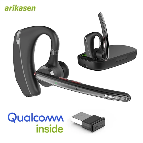 Imagen 1 del producto Auriculares Bluetooth, auriculares inalámbricos con micrófono con cancelación de ruido mejorado, tiempo de conversación de 100 horas, auriculares manos libres con botón de silencio