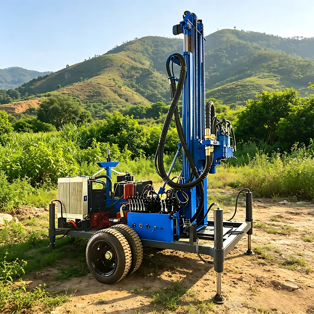Customized 300m Wheeled Diesel Hydraulic Water Well Drilling Rig  Configurable with Mud Pump or Air Compressor