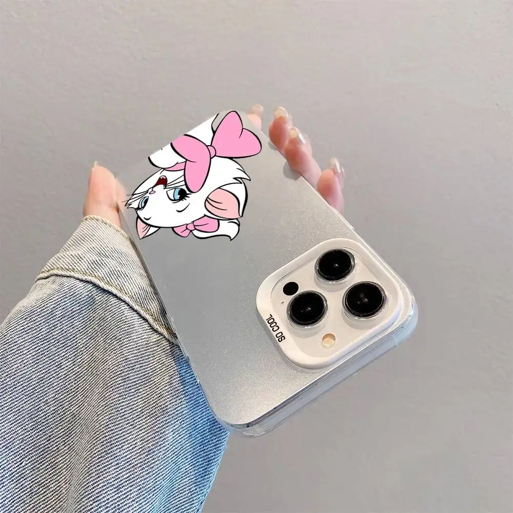 Cute Cartoon M-Marie-Cat Phone Case For IPhone 16 15 14 13 12 11 Pro Max Plus Color Shockproof Back Silver Cover