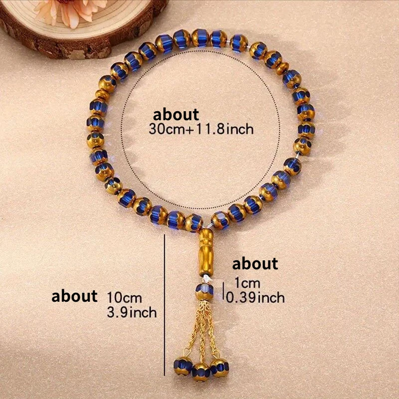 Prayer Beads Bracelet 33 Pieces Gold Wrapped Crystal Hand String Exquisite Ornament For Daily Wear And Collection view 6