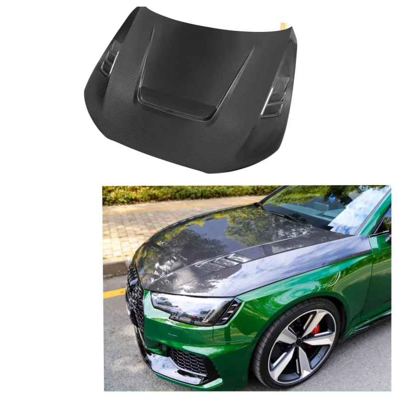 

for Audi A4 S4 RS4 B8.5 2013-2016 Car Front Hood Cover Replacement Real Carbon Fiber V Style Front Hood Front Bonnet Hood
