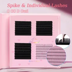 AGUUD 24 Rows Eyelash Extension Kit with Spikes Fans Multi-type Mixed C CC D Individual Lash and Wispy Tray Russian Volume Cilio