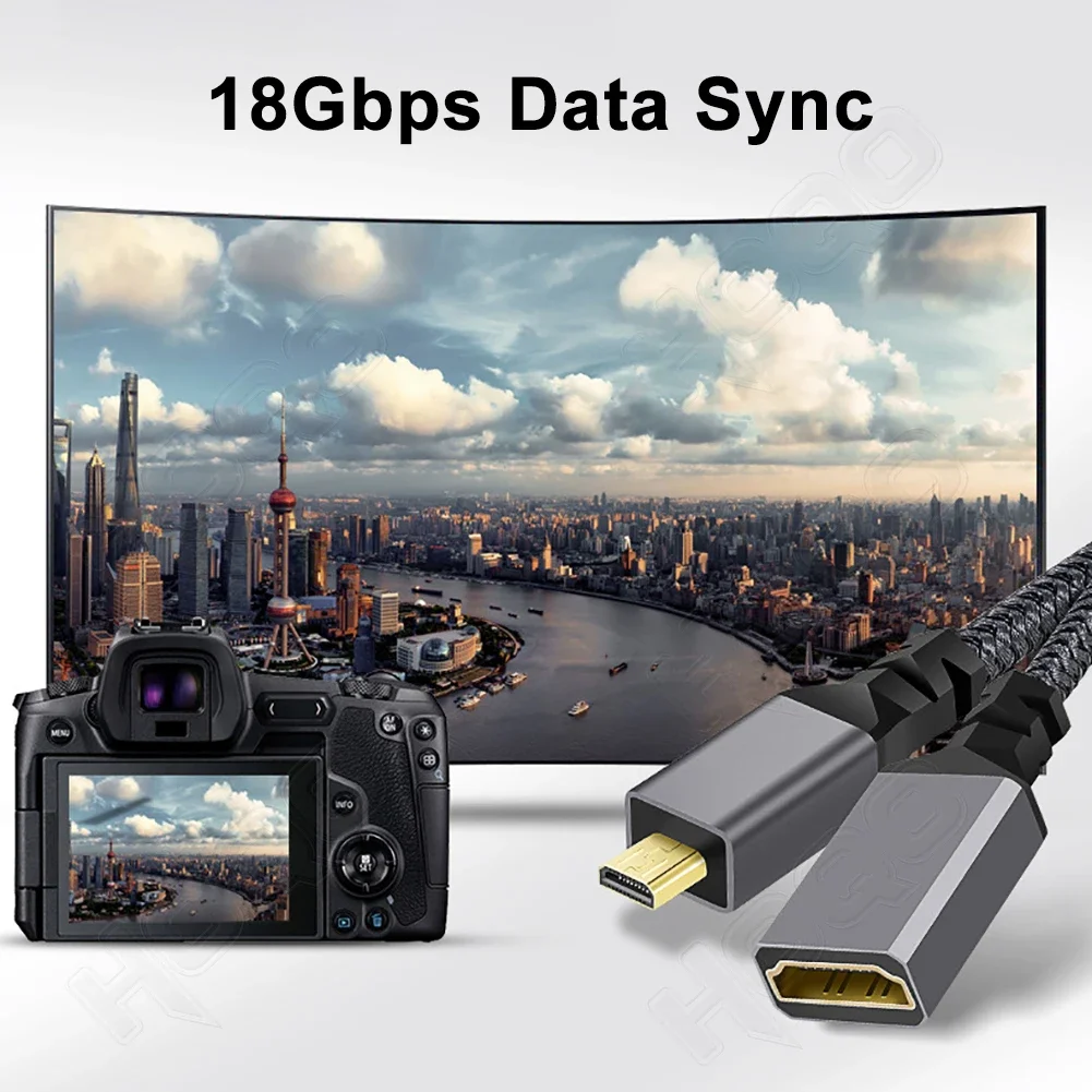 Cavo da 20cm Micro HDMI a HDMI femmina cavo di prolunga HDMI 4K 60HZ per Tablet videocamera MP4 Display della fotocamera adattatore intrecciato