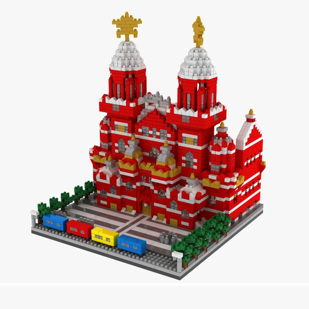 KNEW BUILT Cathedral Construction Set for Adults Russian Red Square Architectural Kit Toys Micro Mini Building Block Bricks Gift