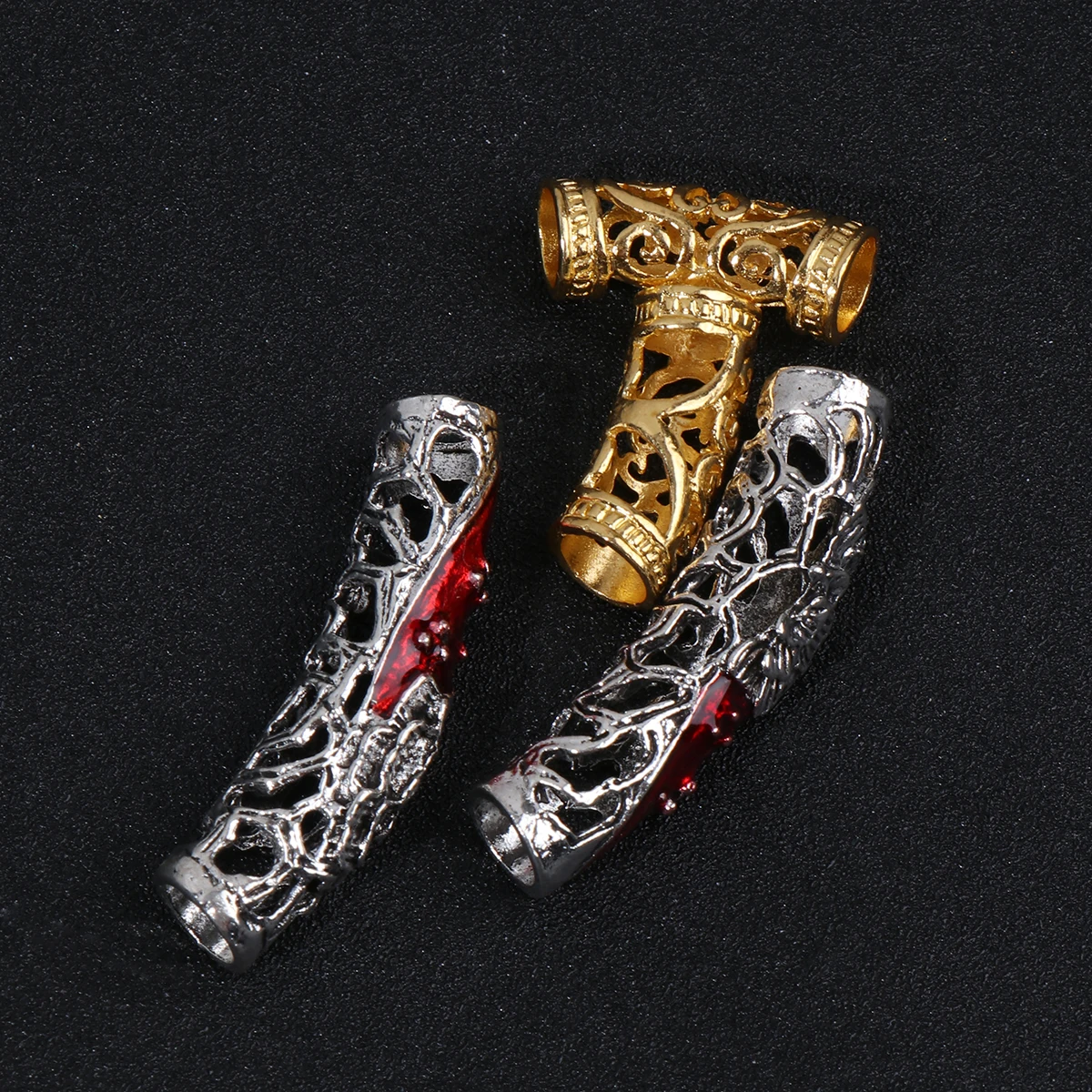 

10pcs Hair Cuffs for Dreadlocks Braiding Beads Rings Filigree Tube Decorative Metal Thin Easy Bend Hair Accessories