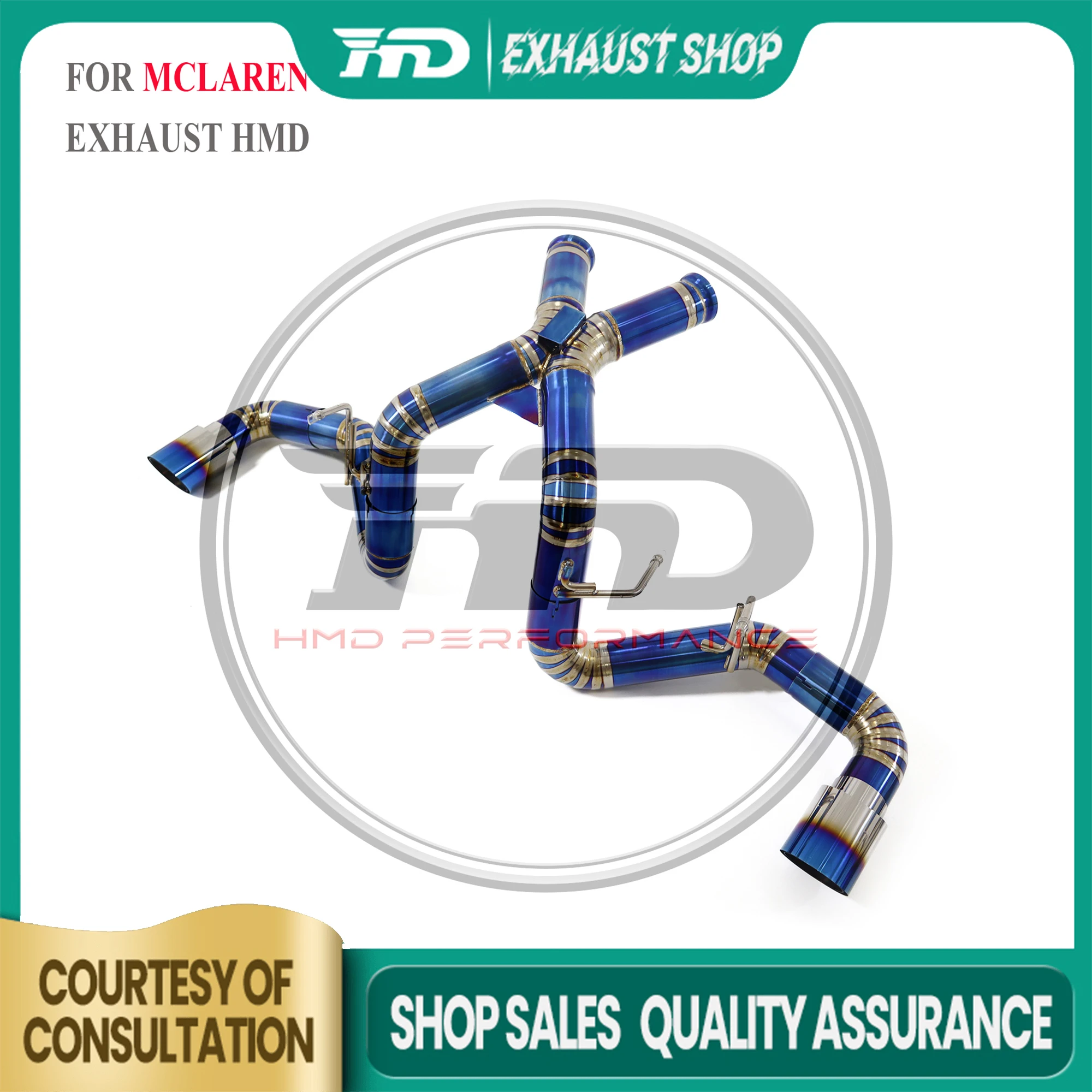 

HMD Exhaust Catback for Mclaren 540C 570S 570GT Ti without valve 76mm X-pipe exhaust design Baked blue High Quality