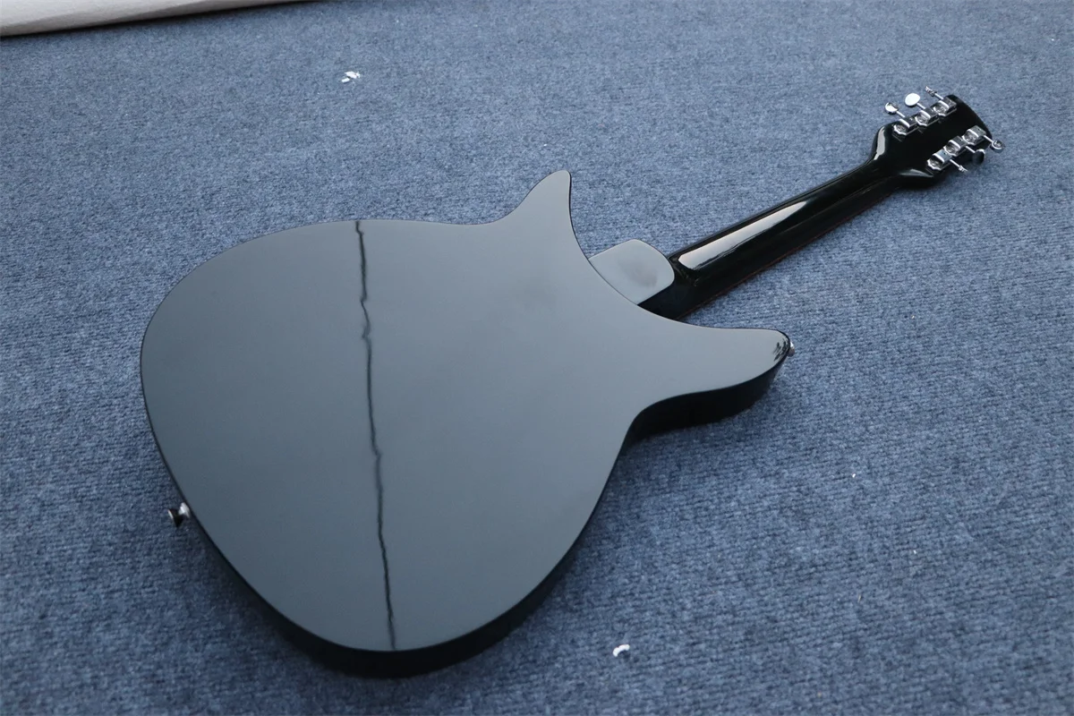 Semi-Hollow Vibrato Bridge Electric Guitar, 6-String, Glossy Paint, Can Be Customized in Any Color Black in Stock