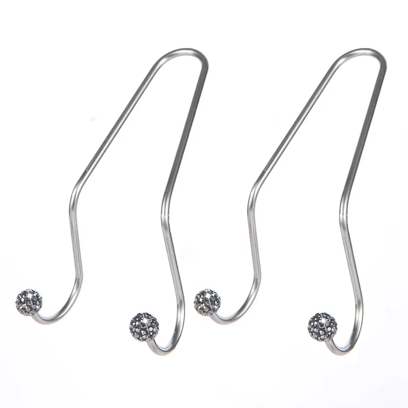 2pcs Ca Back Seat  Stainless Steel Hooks with Rhinestone Decor Car Interior Hidden Headrest Hanger Handbag Storage Hanger Hook